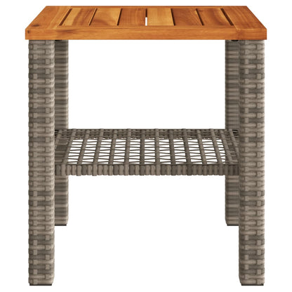 Tavolo da Giardino Grigio 40x40x42 cm Polyrattan e Legno Acacia - homemem39