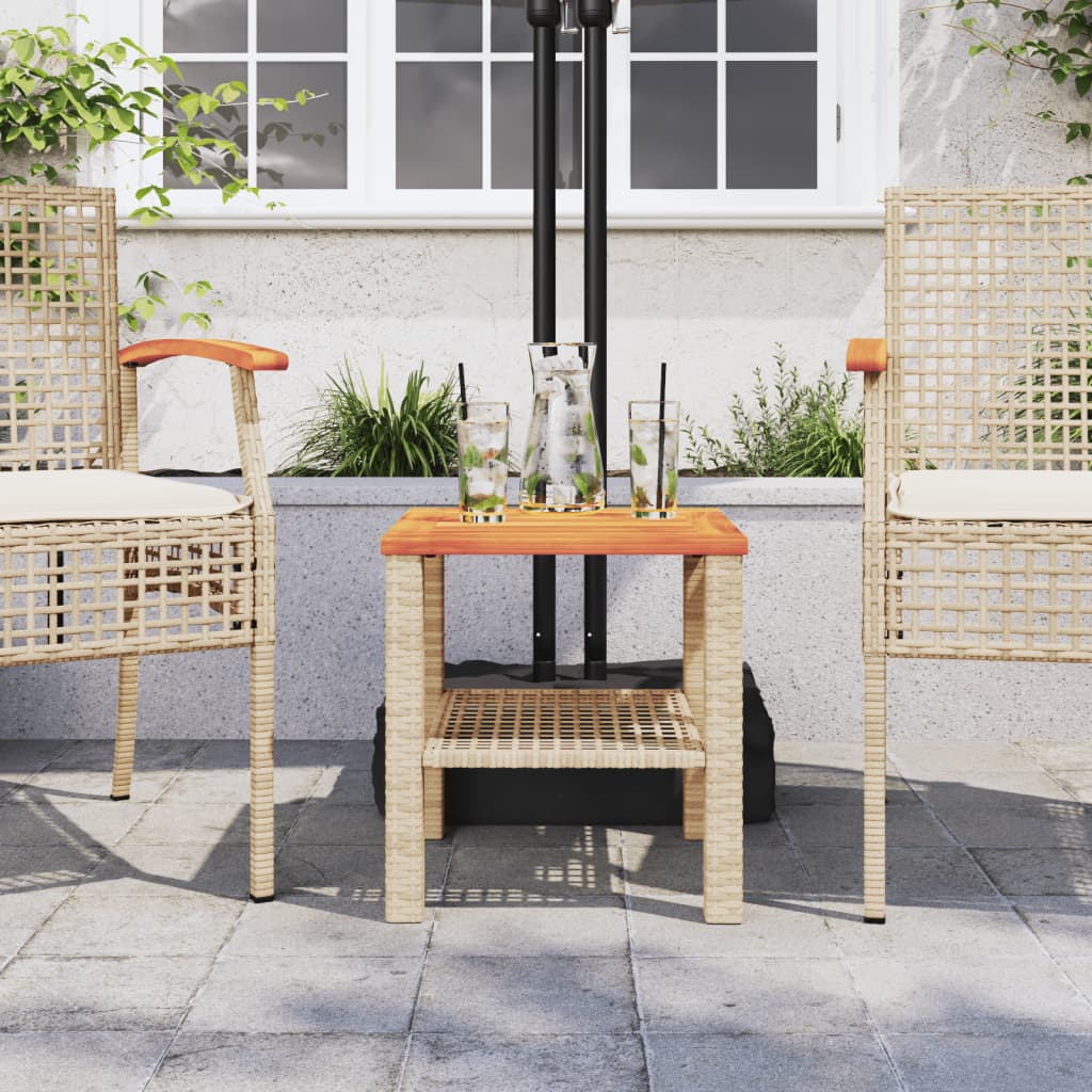 Tavolo da Giardino Beige 40x40x42 cm Polyrattan e Legno Acacia - homemem39