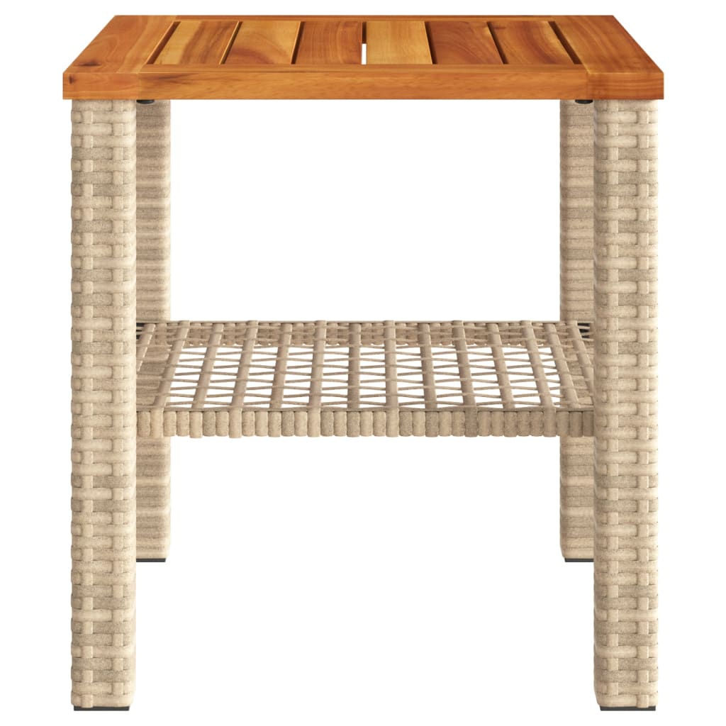 Tavolo da Giardino Beige 40x40x42 cm Polyrattan e Legno Acacia - homemem39