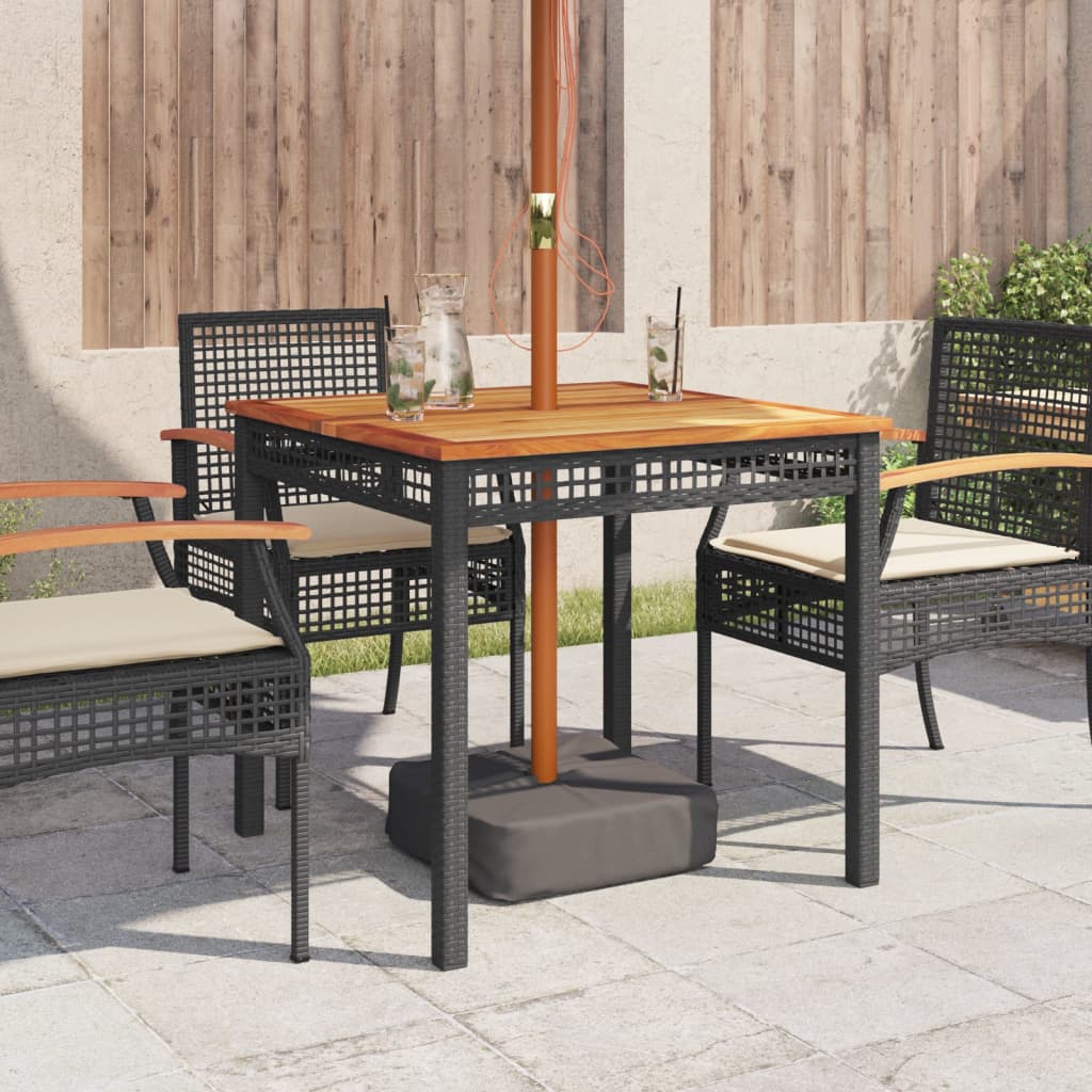 Tavolo da Giardino Nero 80x80x75cm in Polyrattan e Legno Acacia - homemem39