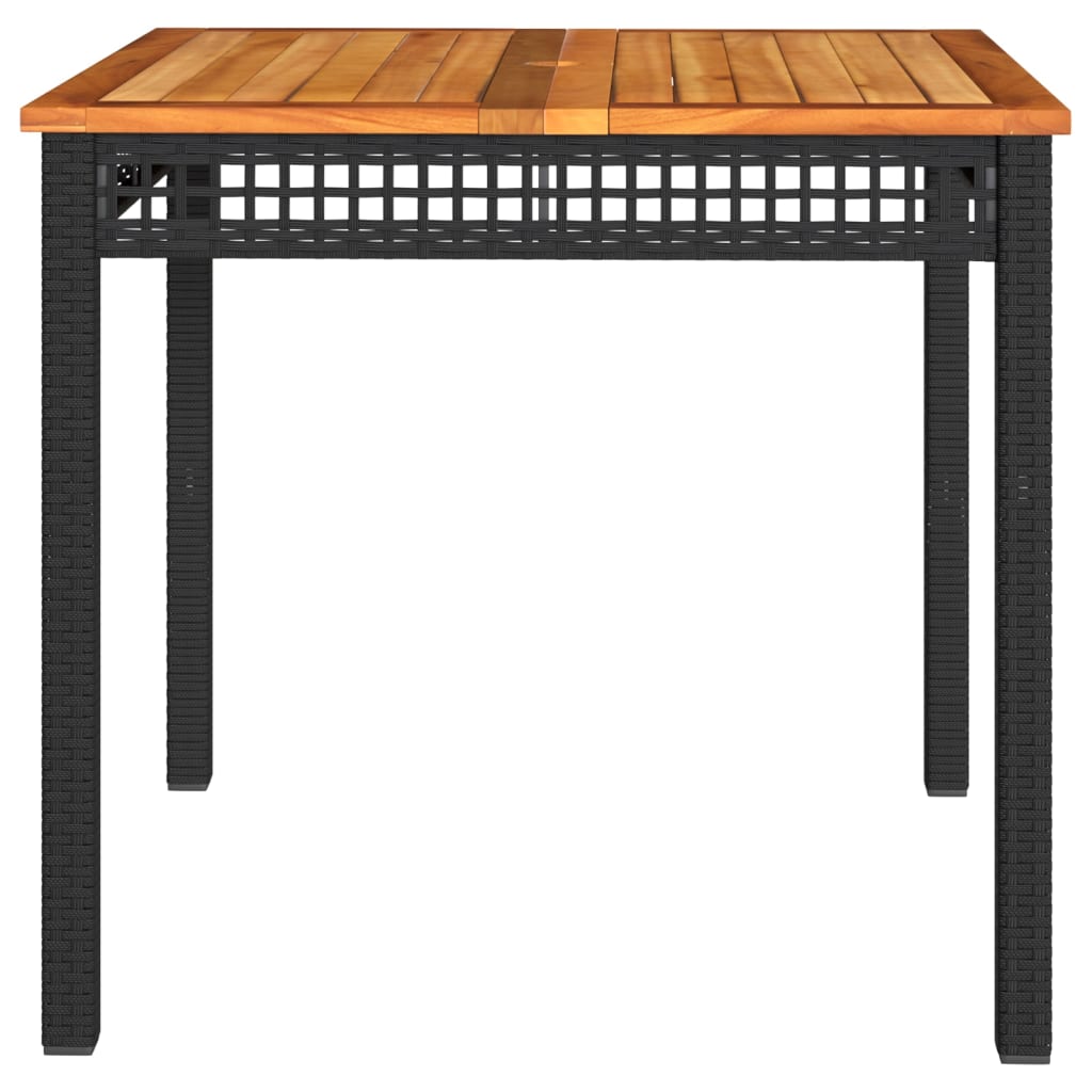 Tavolo da Giardino Nero 80x80x75cm in Polyrattan e Legno Acacia - homemem39