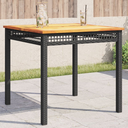 Tavolo da Giardino Nero 80x80x75cm in Polyrattan e Legno Acacia - homemem39