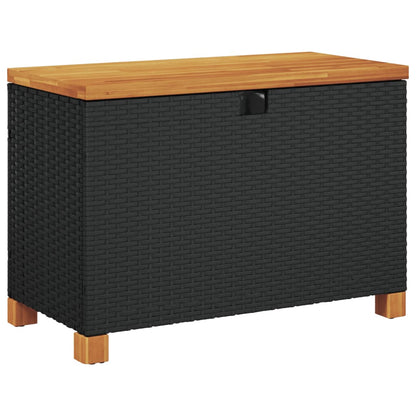 Contenitore Giardino Nero 80x40x48 cm Polyrattan e Legno Acacia - homemem39