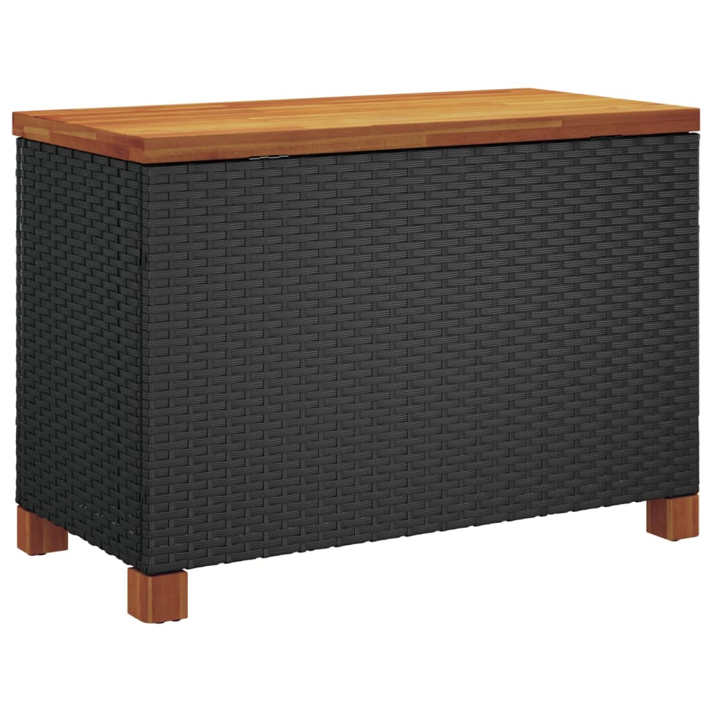 Contenitore Giardino Nero 80x40x48 cm Polyrattan e Legno Acacia - homemem39