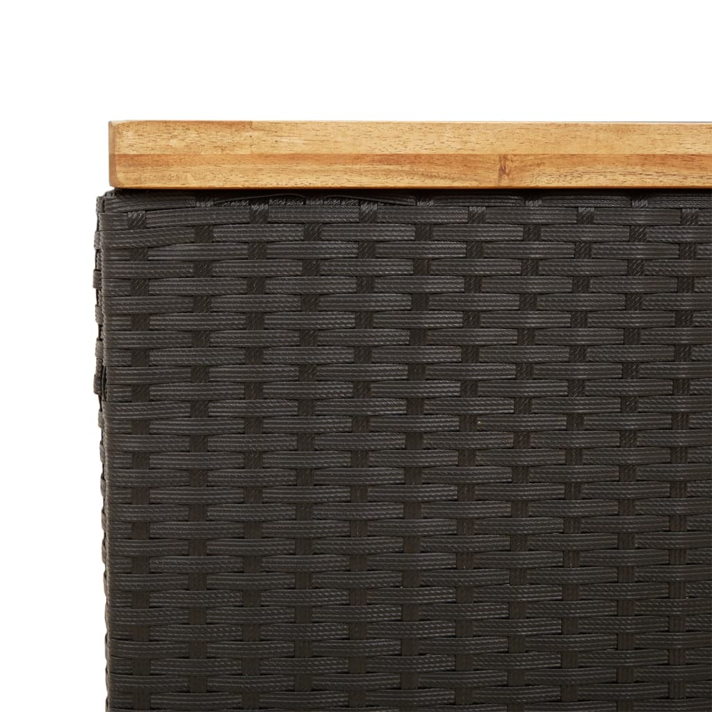 Contenitore Giardino Nero 80x40x48 cm Polyrattan e Legno Acacia - homemem39