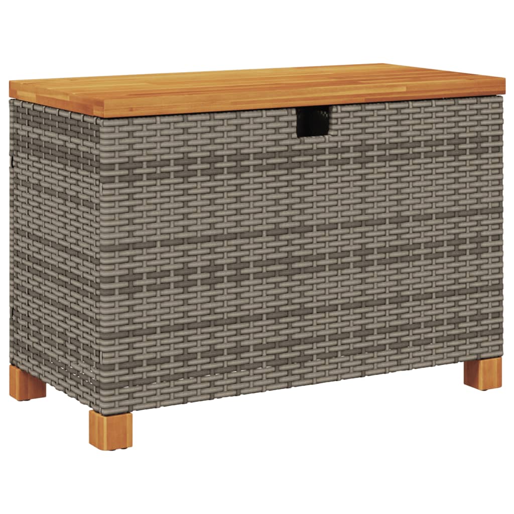 Contenitore Giardino Grigio 80x40x48 cm Polyrattan Legno Acacia