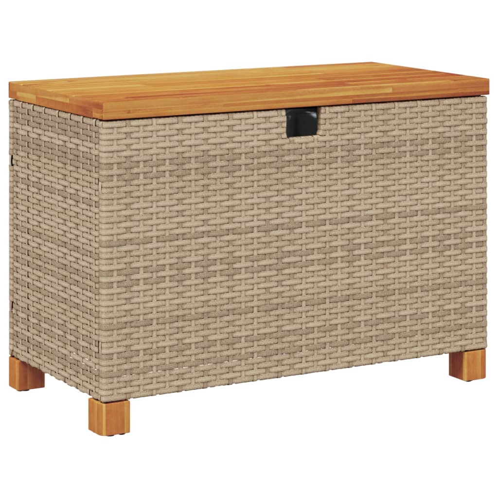 Contenitore Giardino Beige 80x40x48cm Polyrattan e Legno Acacia