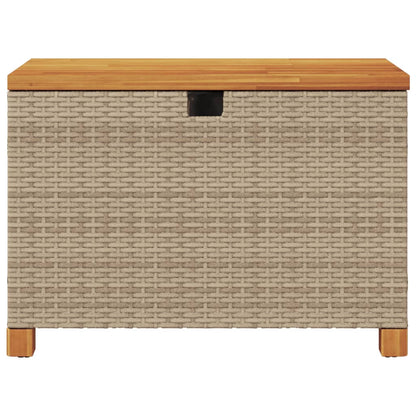 Contenitore Giardino Beige 80x40x48cm Polyrattan e Legno Acacia