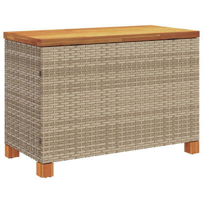 Contenitore Giardino Beige 80x40x48cm Polyrattan e Legno Acacia