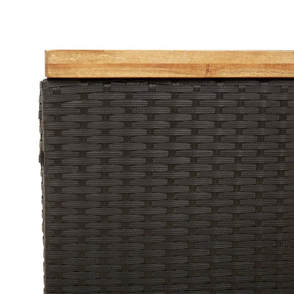 Contenitore Giardino Nero 110x55x63cm Polyrattan e Legno Acacia - homemem39