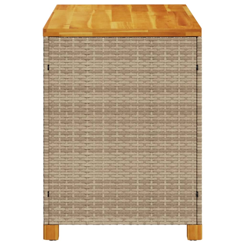 Contenitore Giardino Beige 110x55x63cm Polyrattan Legno Acacia - homemem39