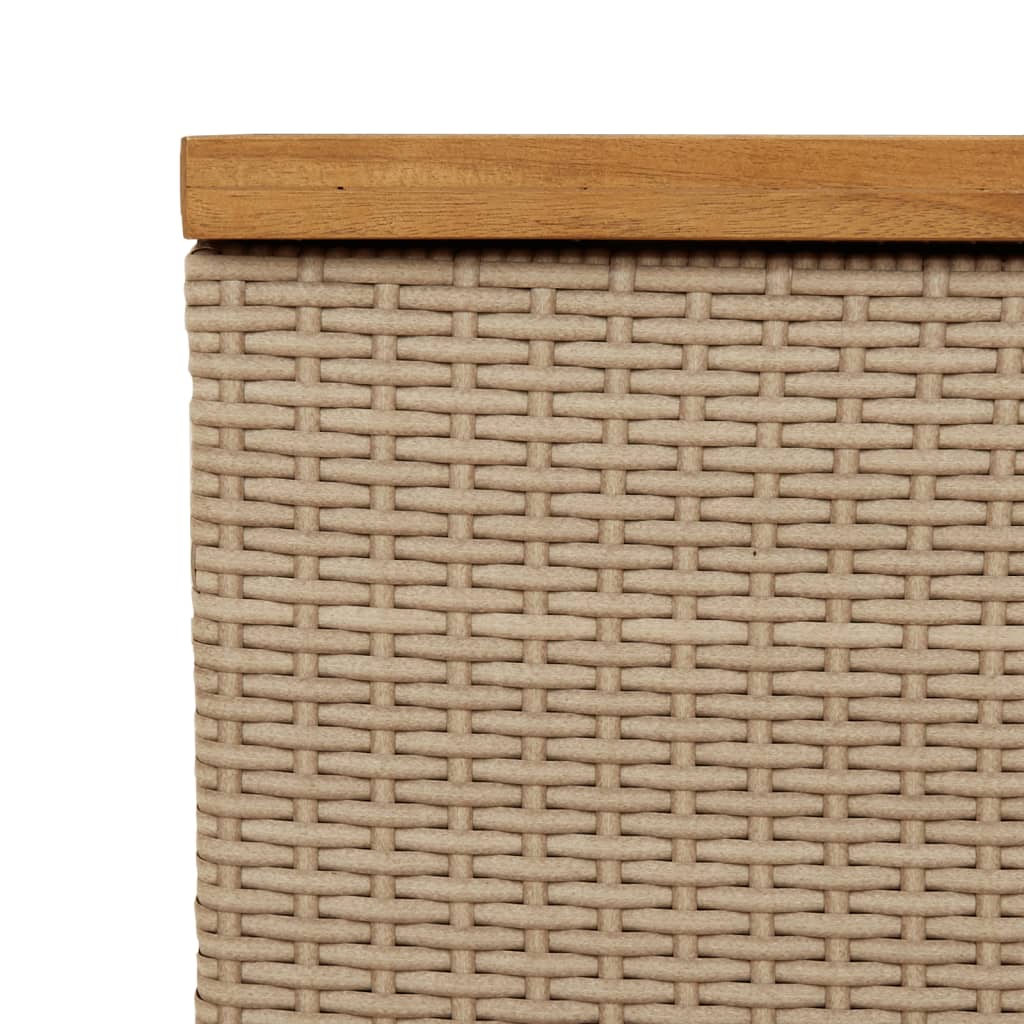 Contenitore Giardino Beige 110x55x63cm Polyrattan Legno Acacia - homemem39