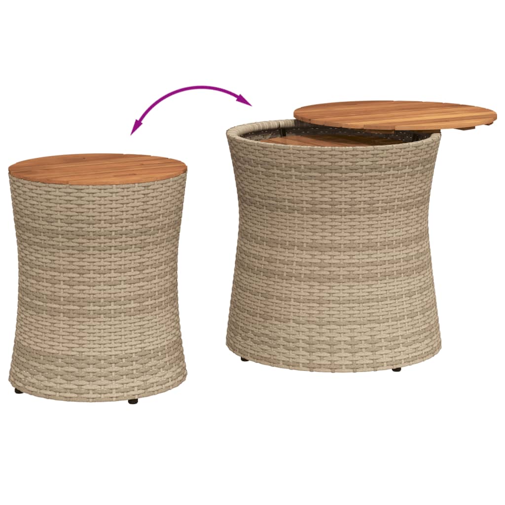 Tavolini da Giardino 2pz con Piano in Legno Beige in Polyrattan - homemem39