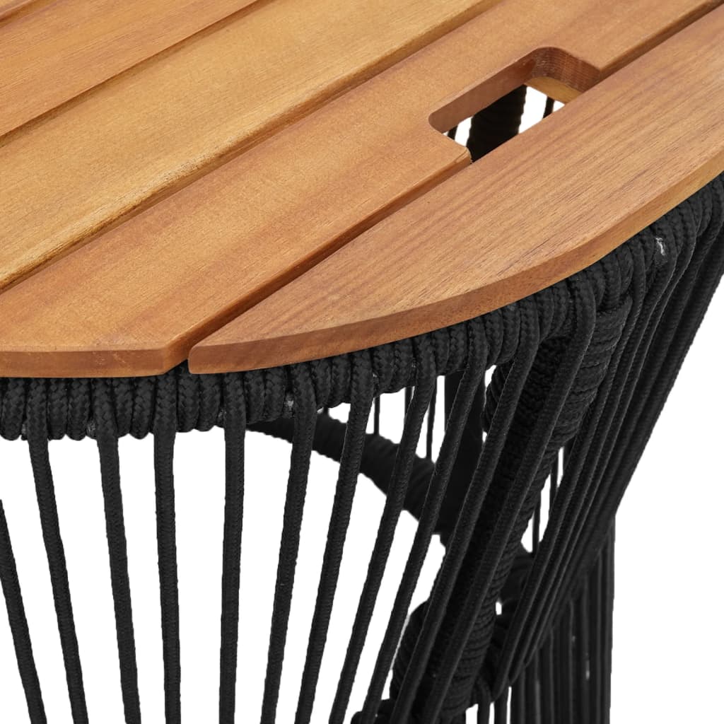 Tavolini da Giardino 2 pz con Piano in Legno Neri in Polyrattan