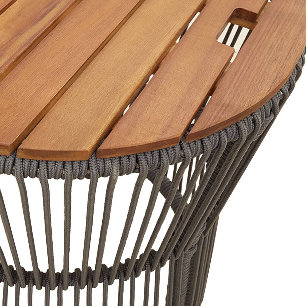 Tavolini da Giardino 2pz con Piano in Legno Grigi in Polyrattan - homemem39