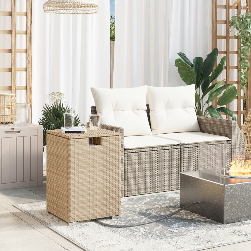 Tavolo Copri Serbatoio Propano Beige 40x40x60 cm in Polyrattan - homemem39