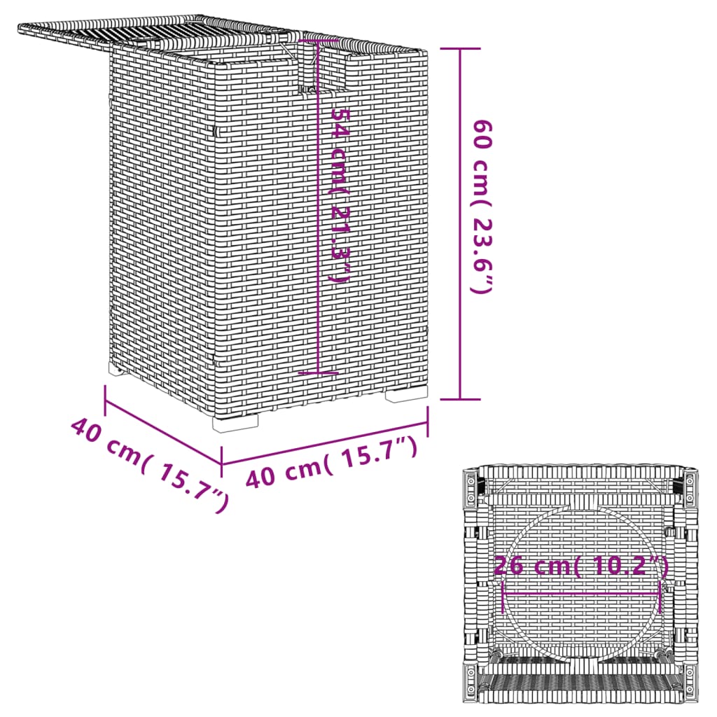 Tavolo Serbatoio Propano Grigio Chiaro 40x40x60 cm Polyrattan