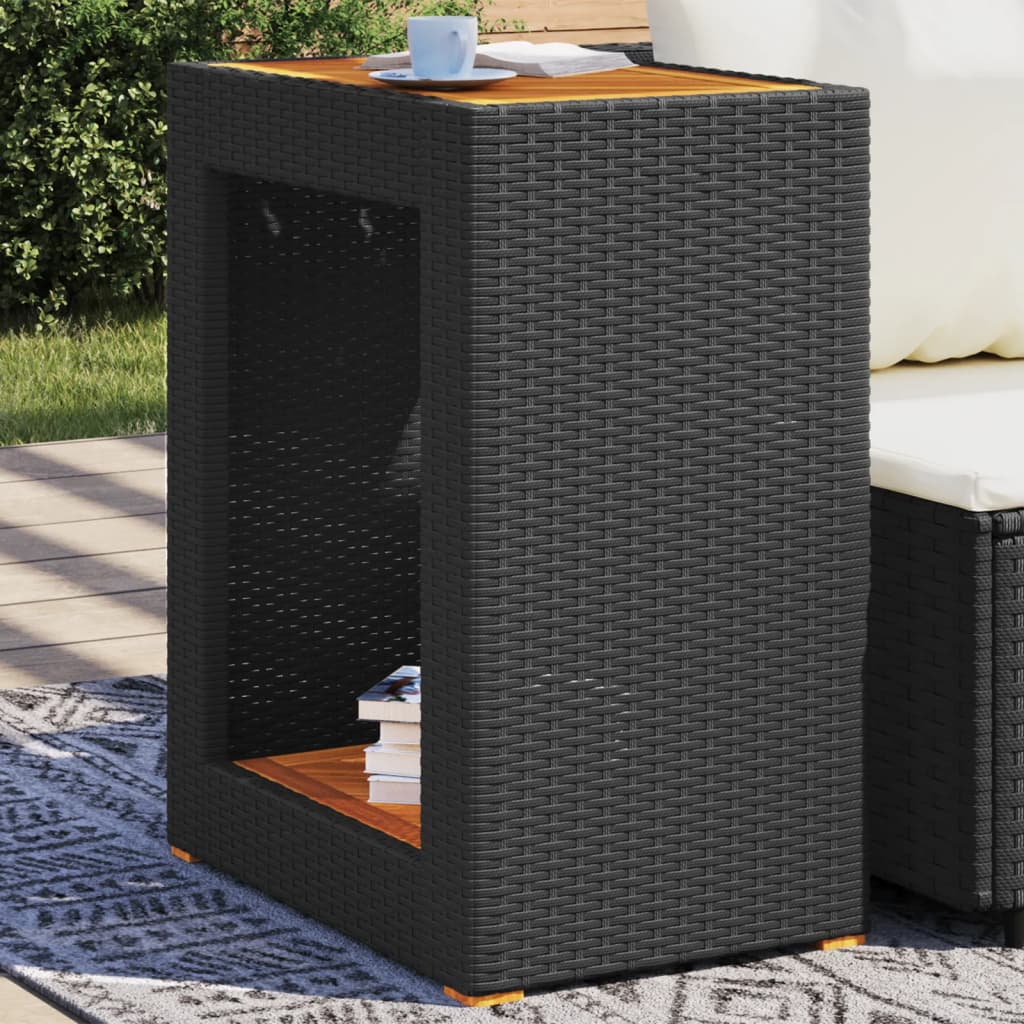 Tavolino da Giardino Piano Legno Nero 60x40x75 cm Polyrattan - homemem39