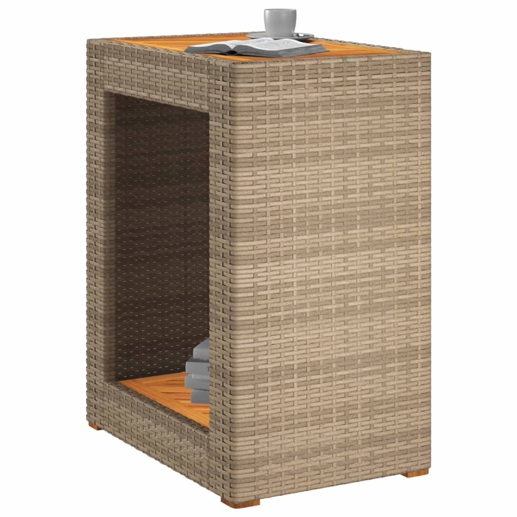 Tavolino da Giardino Piano Legno Beige 60x40x75 cm Polyrattan - homemem39