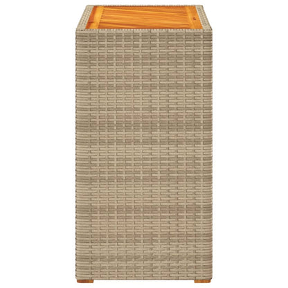 Tavolino da Giardino Piano Legno Beige 60x40x75 cm Polyrattan - homemem39