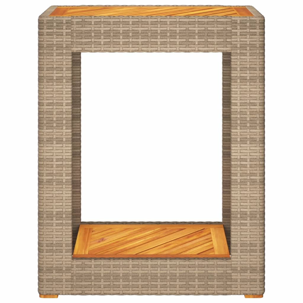 Tavolino da Giardino Piano Legno Beige 60x40x75 cm Polyrattan - homemem39