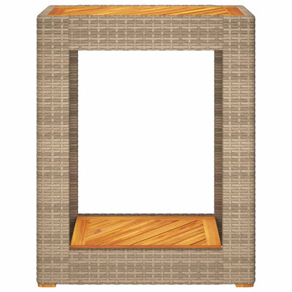 Tavolino da Giardino Piano Legno Beige 60x40x75 cm Polyrattan - homemem39