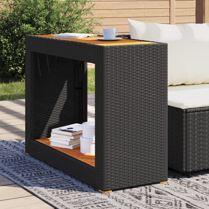 Tavolino da Giardino Piano Legno Nero 100x40x75 cm Polyrattan - homemem39