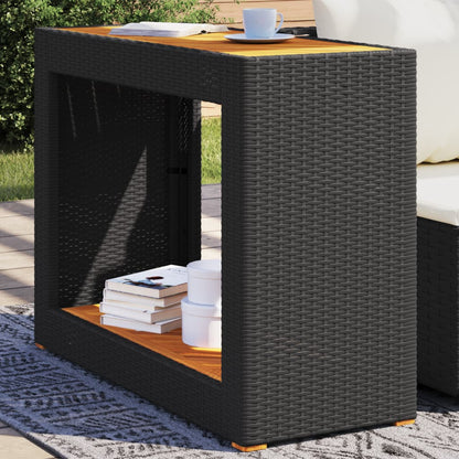 Tavolino da Giardino Piano Legno Nero 100x40x75 cm Polyrattan - homemem39