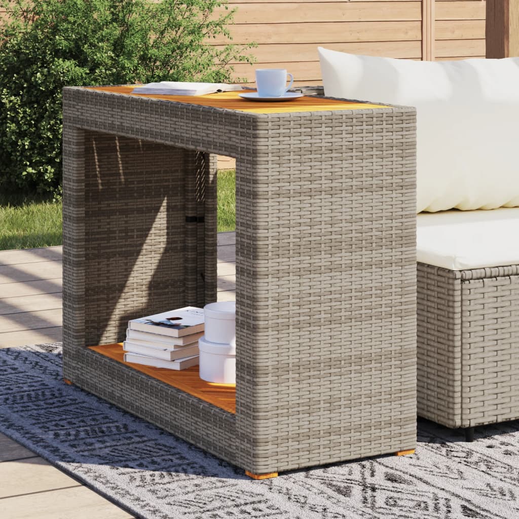 Tavolino da Giardino Piano Legno Grigio 100x40x75 cm Polyrattan - homemem39