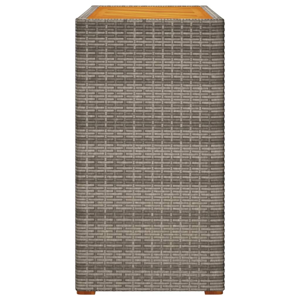 Tavolino da Giardino Piano Legno Grigio 100x40x75 cm Polyrattan - homemem39