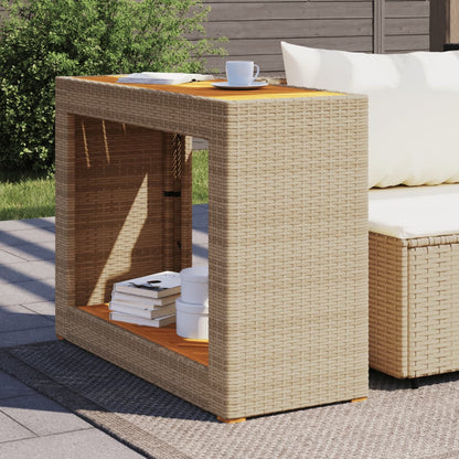 Tavolino da Giardino Piano Legno Beige 100x40x75 cm Polyrattan - homemem39