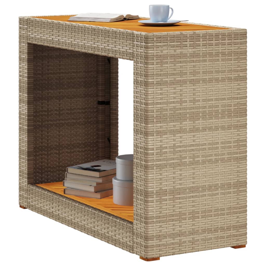 Tavolino da Giardino Piano Legno Beige 100x40x75 cm Polyrattan - homemem39