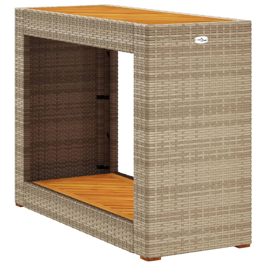 Tavolino da Giardino Piano Legno Beige 100x40x75 cm Polyrattan - homemem39