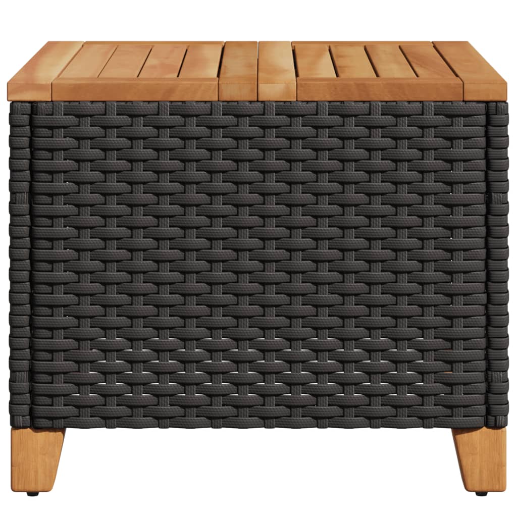 Tavolo da Giardino Nero 45x45x37cm in Polyrattan e Legno Acacia - homemem39