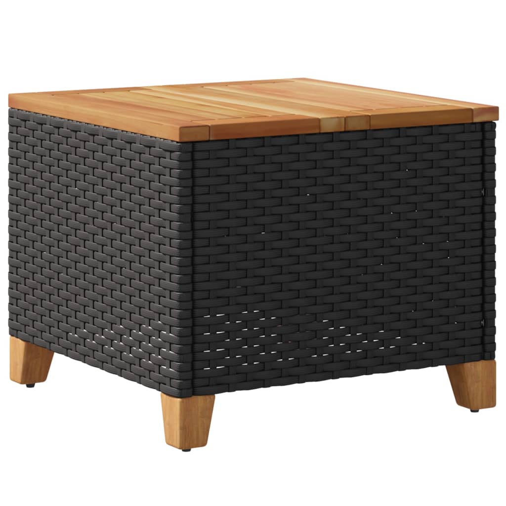 Tavolo da Giardino Nero 45x45x37cm in Polyrattan e Legno Acacia - homemem39