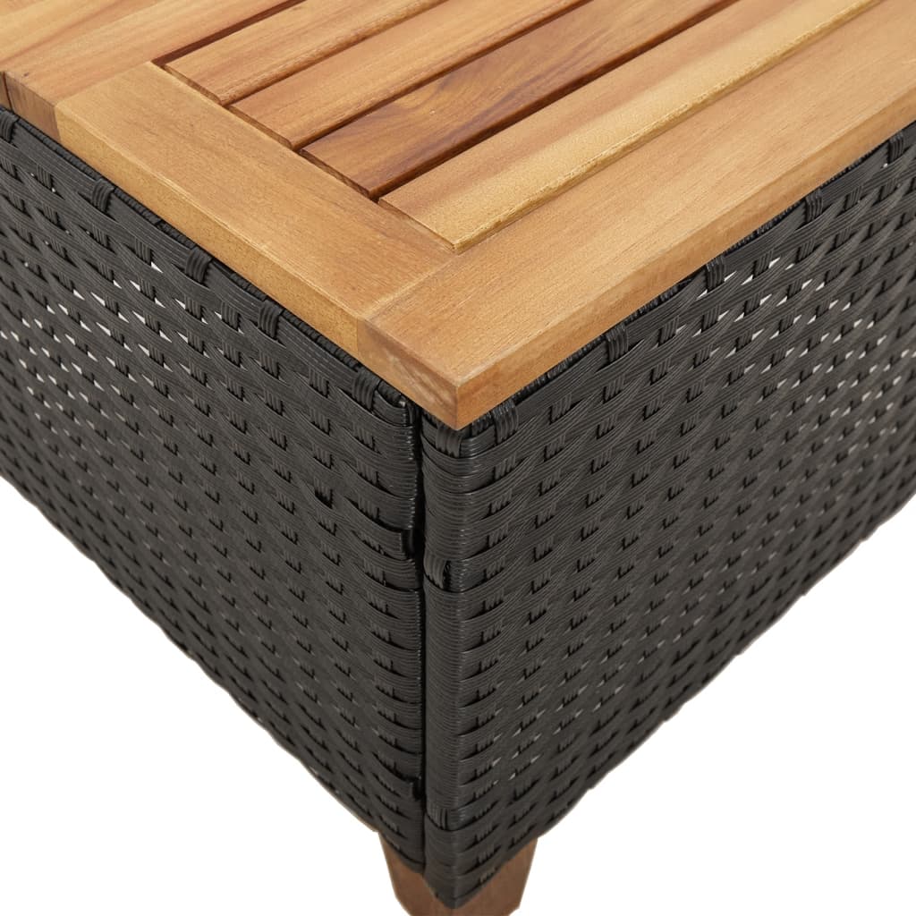 Tavolo da Giardino Nero 45x45x37cm in Polyrattan e Legno Acacia - homemem39