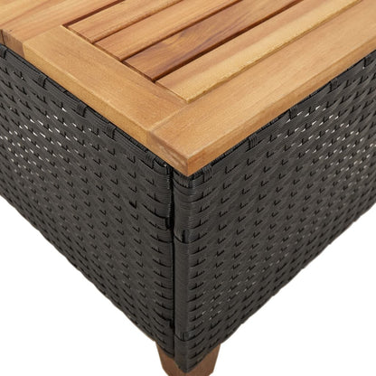 Tavolo da Giardino Nero 45x45x37cm in Polyrattan e Legno Acacia - homemem39