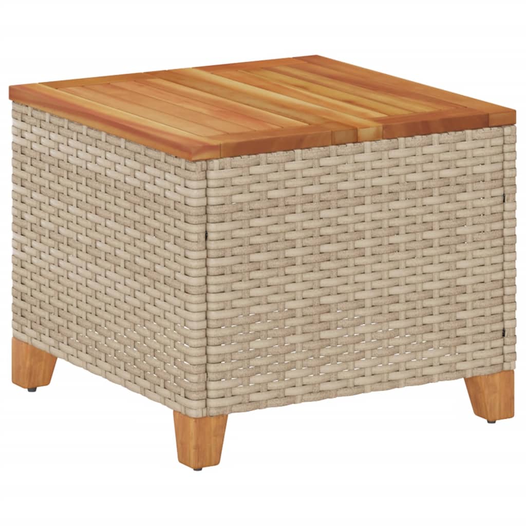 Tavolo da Giardino Beige 45x45x37 cm Polyrattan e Legno Acacia - homemem39