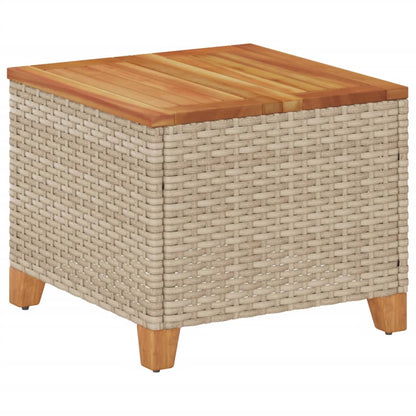 Tavolo da Giardino Beige 45x45x37 cm Polyrattan e Legno Acacia - homemem39