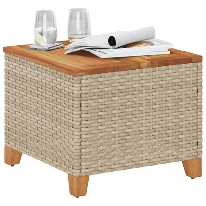 Tavolo da Giardino Beige 45x45x37 cm Polyrattan e Legno Acacia - homemem39