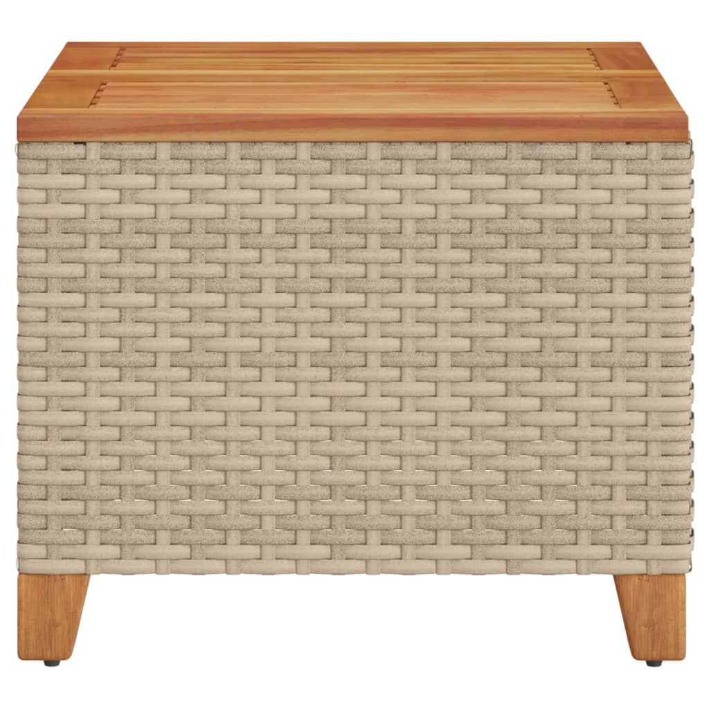 Tavolo da Giardino Beige 45x45x37 cm Polyrattan e Legno Acacia - homemem39