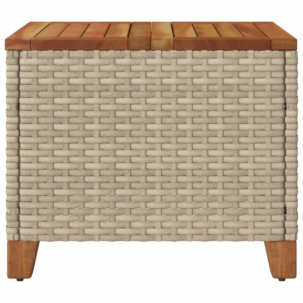 Tavolo da Giardino Beige 45x45x37 cm Polyrattan e Legno Acacia - homemem39