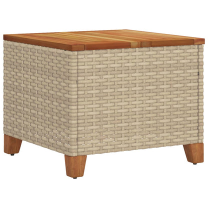 Tavolo da Giardino Beige 45x45x37 cm Polyrattan e Legno Acacia - homemem39