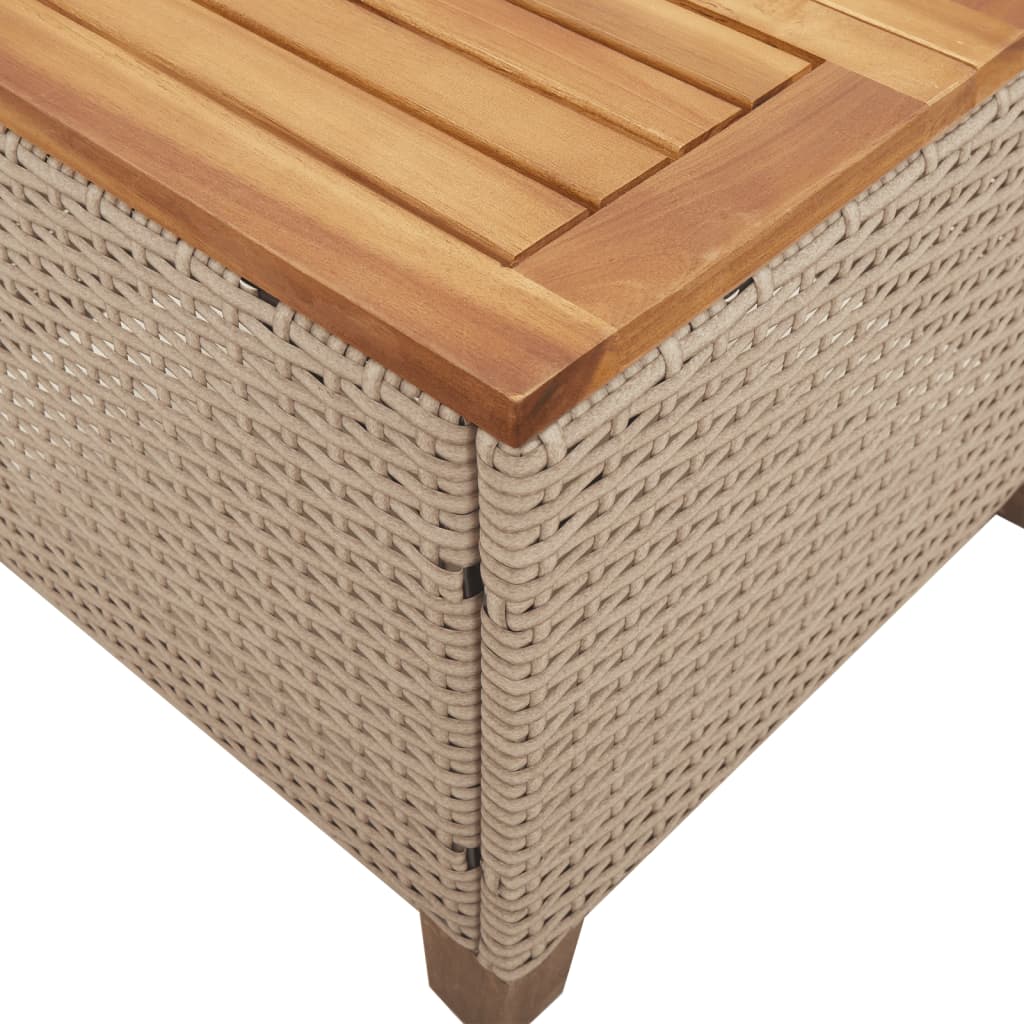 Tavolo da Giardino Beige 45x45x37 cm Polyrattan e Legno Acacia - homemem39