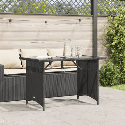 Tavolo da Giardino Piano in Vetro Nero 110x68x70 cm Polyrattan - homemem39