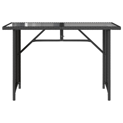 Tavolo da Giardino Piano in Vetro Nero 110x68x70 cm Polyrattan - homemem39