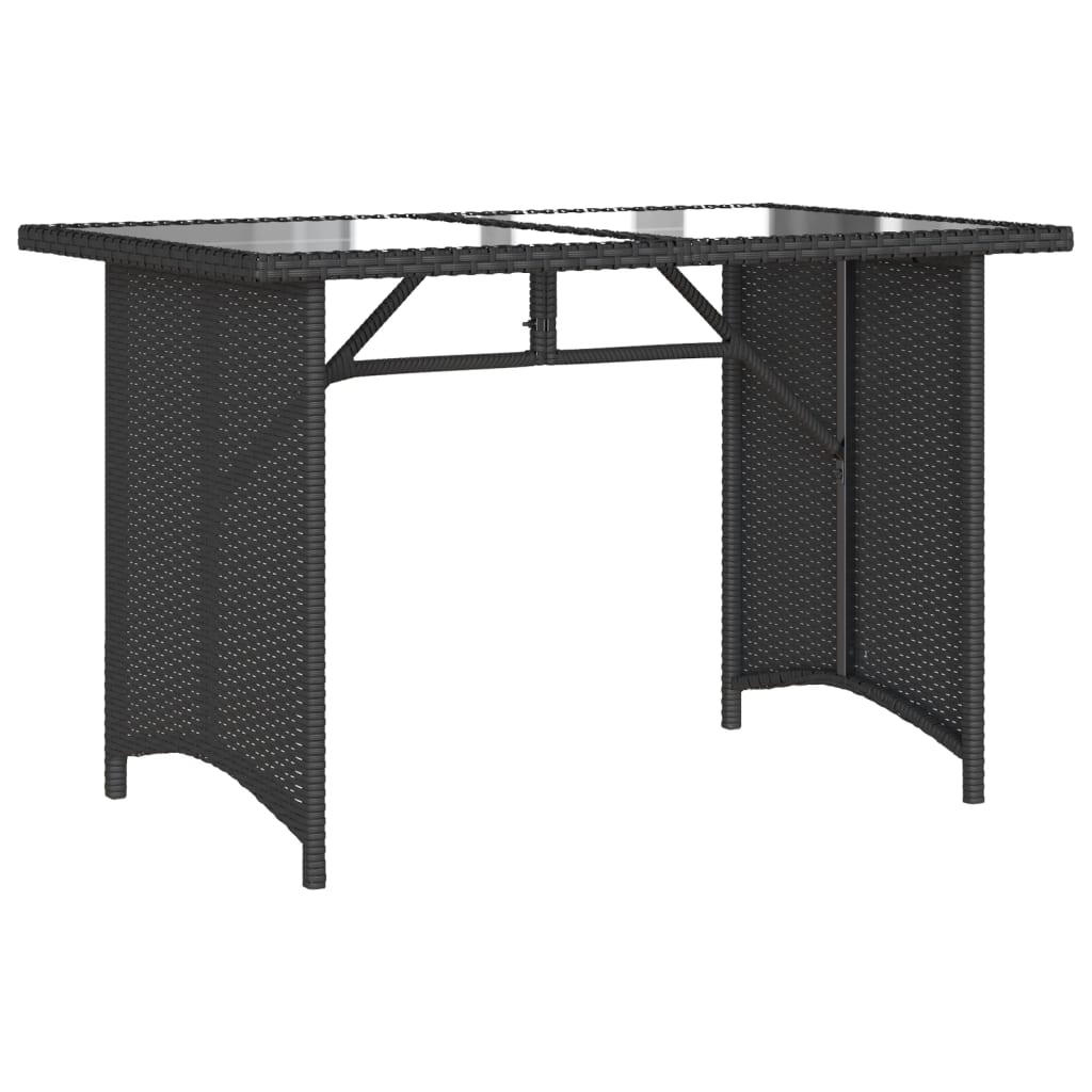 Tavolo da Giardino Piano in Vetro Nero 110x68x70 cm Polyrattan - homemem39