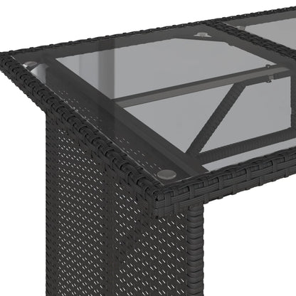 Tavolo da Giardino Piano in Vetro Nero 110x68x70 cm Polyrattan - homemem39