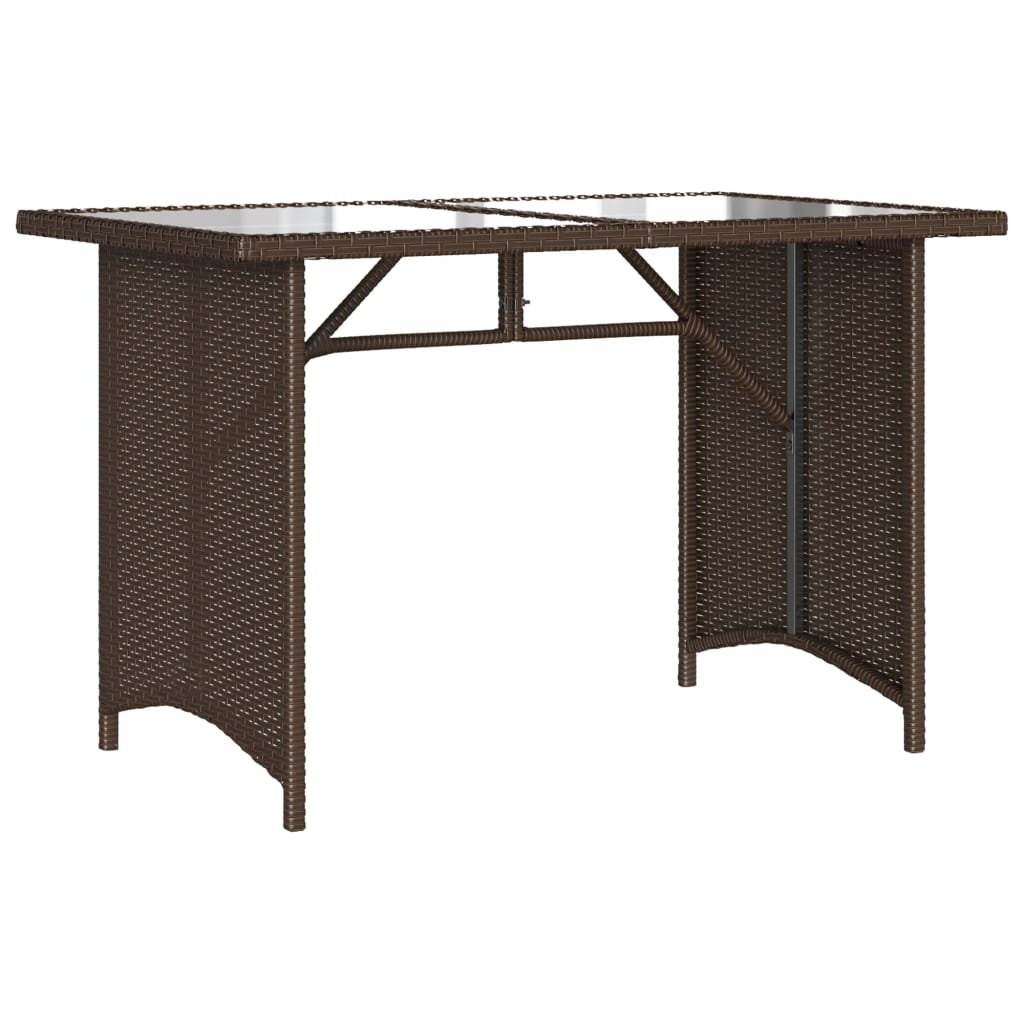 Tavolo Giardino Piano in Vetro Marrone 110x68x70 cm Polyrattan - homemem39