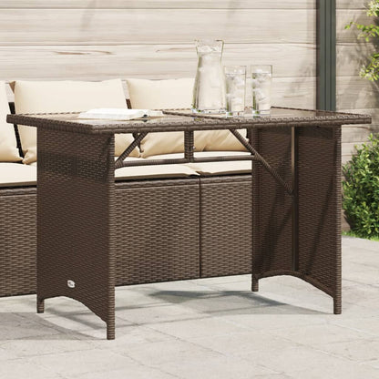 Tavolo Giardino Piano in Vetro Marrone 110x68x70 cm Polyrattan - homemem39